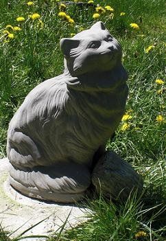 Langhaar - Katze Skulptur Figur aus Beton